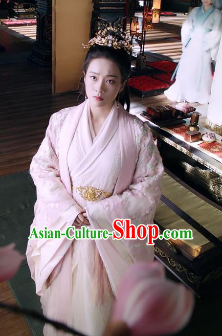 Chinese Ancient Princess Consort Rong Le Historical Drama Princess Silver Costume and Headpiece for Women
