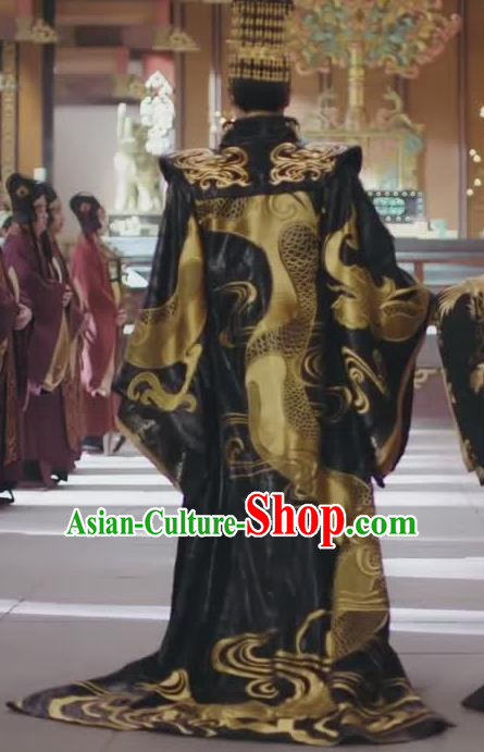 Chinese Drama Princess Silver Ancient Emperor Wu You Historical Costume and Headwear for Men