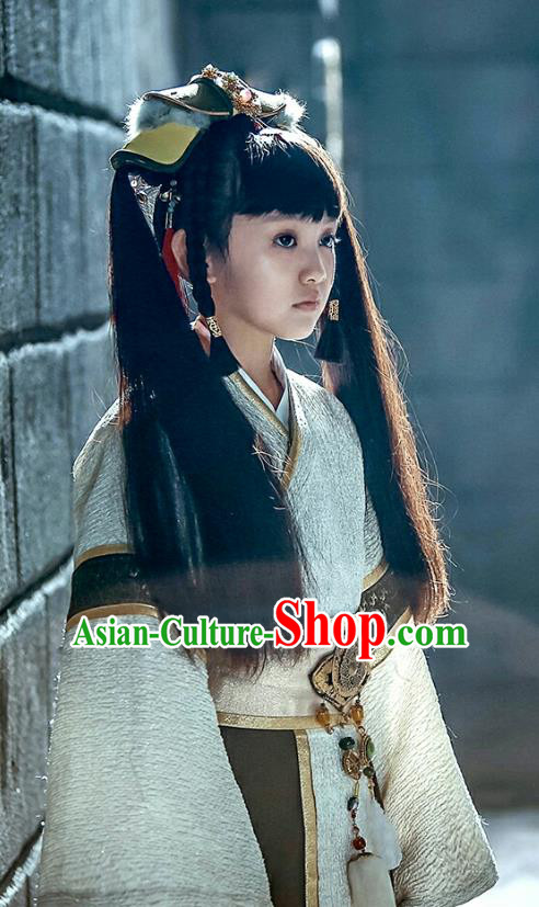 Chinese Historical Drama Swords of Legends Ancient Princess Shen Xi Costume and Headpiece for Kids