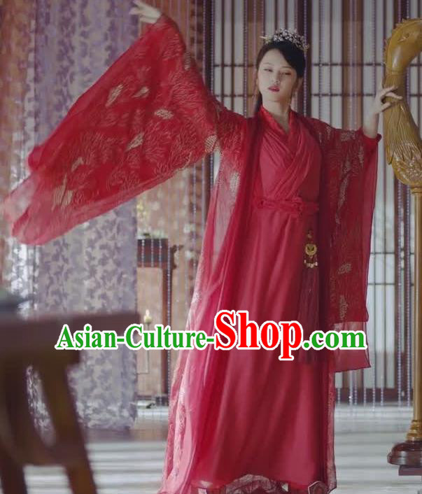 Chinese Ancient Princess Chen Yu Red Hanfu Dress Historical Drama Princess Silver Pink Costume and Headpiece for Women