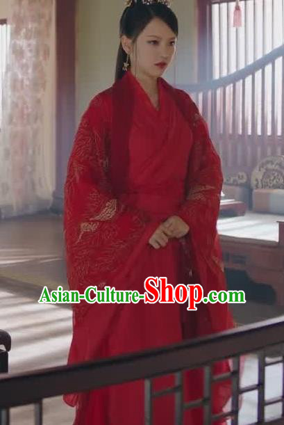 Chinese Ancient Princess Chen Yu Red Hanfu Dress Historical Drama Princess Silver Pink Costume and Headpiece for Women