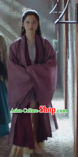 Chinese Ancient Hostess Man Yao Purple Hanfu Dress Historical Drama Princess Silver Pink Costume and Headpiece for Women