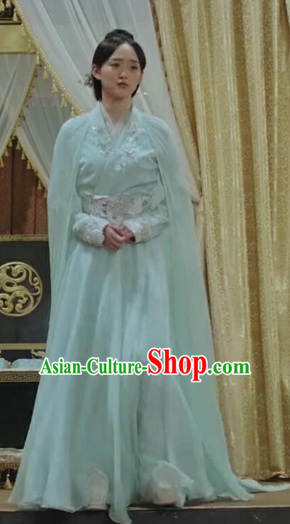 Chinese Ancient Imperial Consort Ye Ningzhi Green Hanfu Dress Historical Drama Legend of the Phoenix Costume and Headpiece for Women