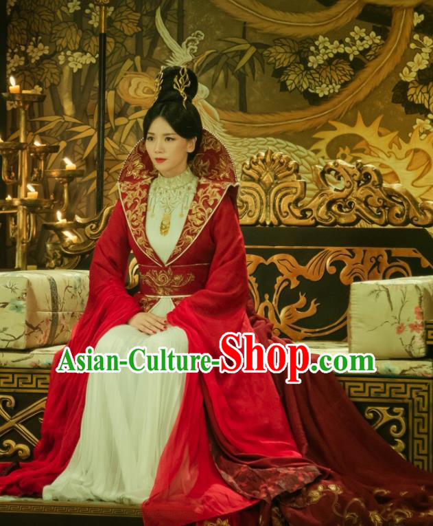Chinese Ancient Imperial Empress Zheng Shujun Hanfu Dress Historical Drama Legend of the Phoenix Costume and Headpiece for Women
