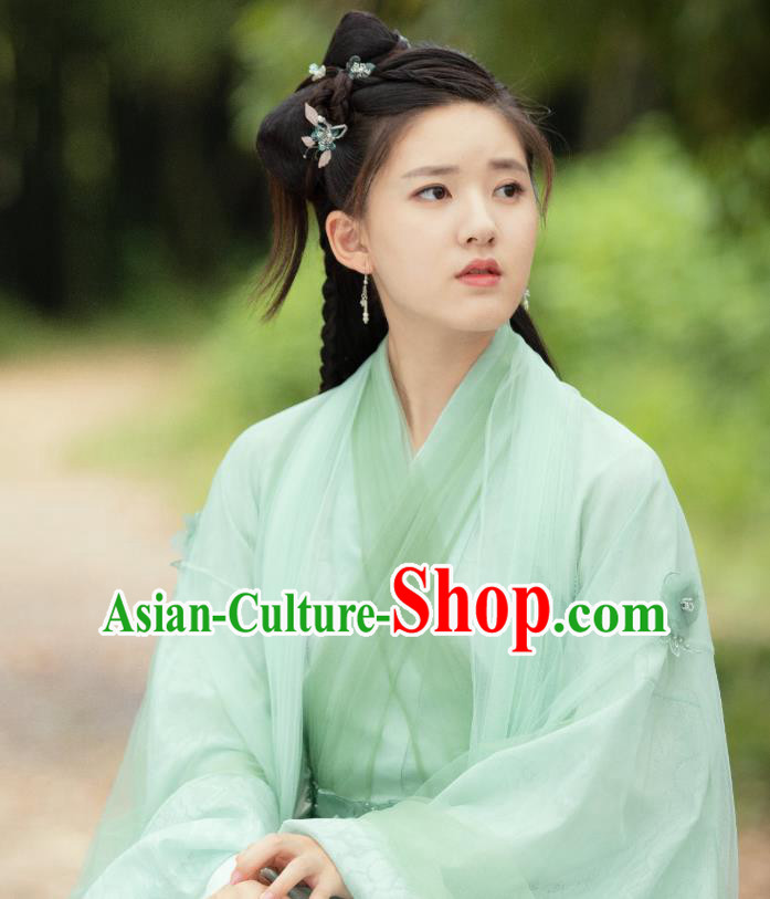 Chinese Historical Drama Love Better Than Immortality Ancient Female Swordsman Chun Hua Costume and Headpiece for Women