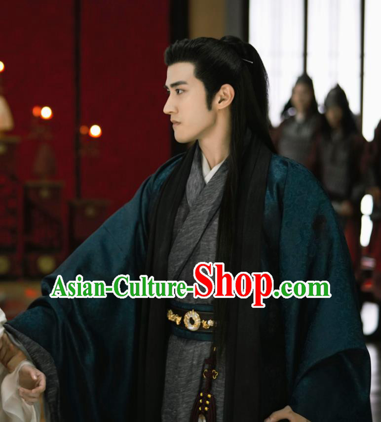 Drama Princess Silver Chinese Ancient Prince Wu You Historical Costume and Headwear for Men