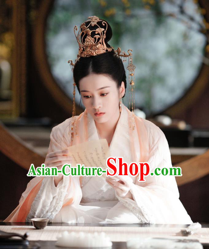 Chinese Drama Princess Silver Ancient Princess Rong Le Historical Costume and Headpiece for Women
