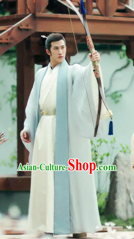 Chinese Drama Princess Silver Ancient Royal Prince Wu You Historical Costume and Headwear for Men
