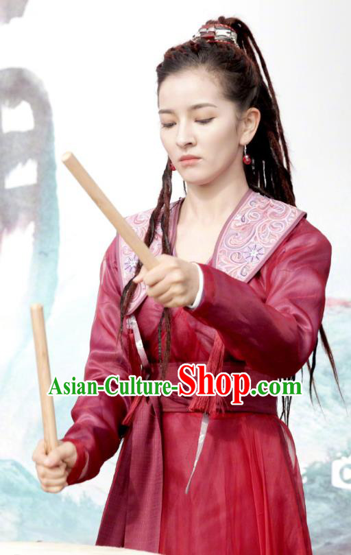 Chinese Ancient Female Swordsman Lu Renyi Hanfu Dress Historical Drama Lovely Swords Girl Costume and Headpiece for Women