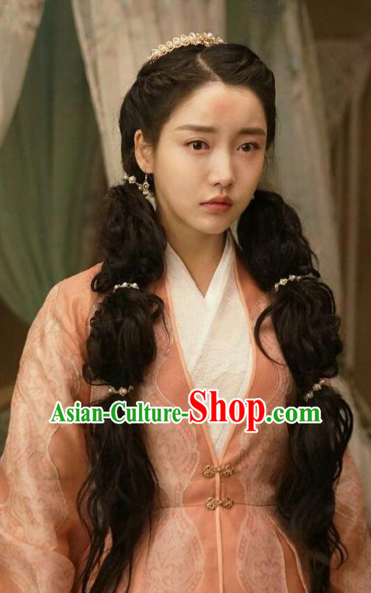 Chinese Ancient Noble Lady Lu Renyi Hanfu Dress Historical Drama Lovely Swords Girl Costume and Headpiece for Women