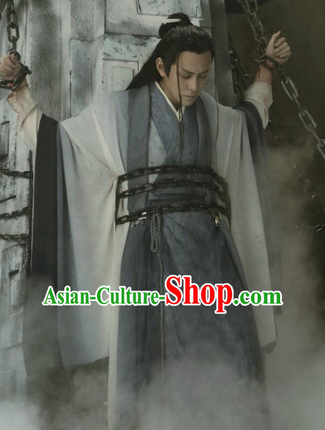 Chinese Ancient Swordsman Xiao Yiqing Drama Listening Snow Tower Historical Costume and Headwear for Men