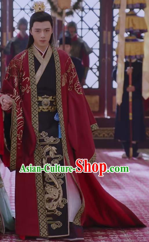 Chinese Drama The Love By Hypnotic Ancient Prince Li Qian Wedding Historical Costume and Headwear for Men