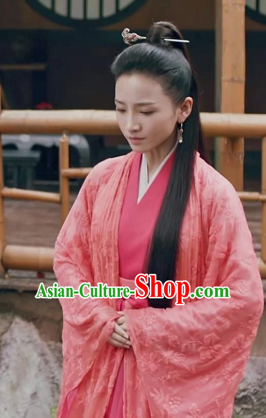 Chinese Ancient Swordsman Ye Huo Hanfu Dress Historical Drama Listening Snow Tower Costume and Headpiece for Women