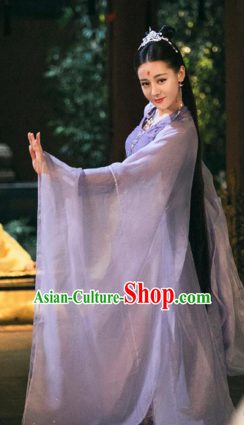 Chinese Ancient Imperial Consort Drama Sansheng Sanshi Pillow Eternal Love Bai Fengjiu Costume and Headpiece Complete Set