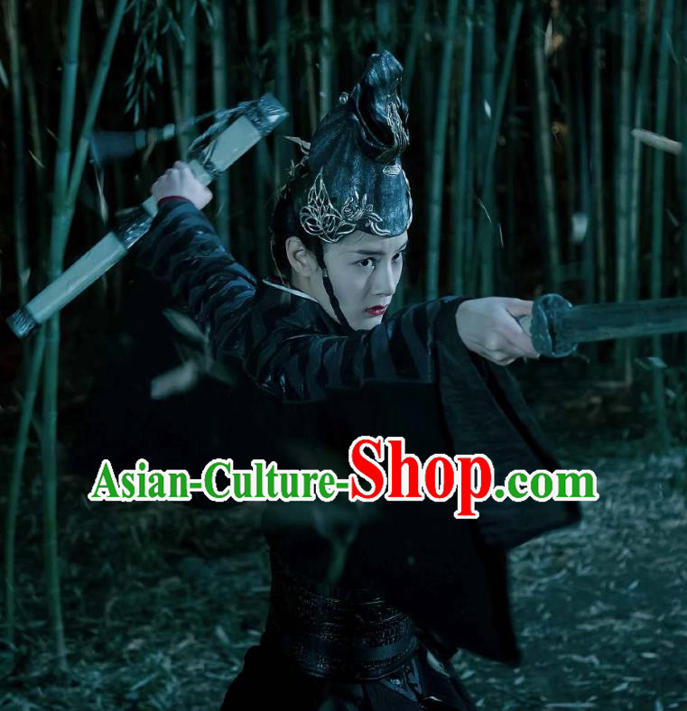 Chinese Ancient Priestess Ye Celeng Dress Historical Drama Sword Dynasty Costume and Headpiece for Women