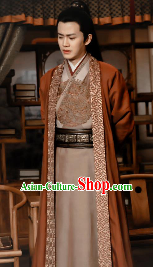 Drama Under the Power Chinese Ancient Ming Dynasty Blade Childe Lu Yi Costume and Headpiece Complete Set