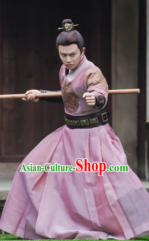 Drama Under the Power Chinese Ancient Ming Dynasty Blade Swordsman Lu Yi Costume and Headpiece Complete Set