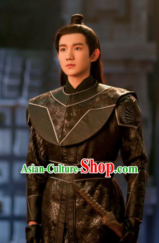 Drama The Great Ruler Chinese Ancient Young Swordsman Mu Chen Roy Costume and Headpiece Complete Set