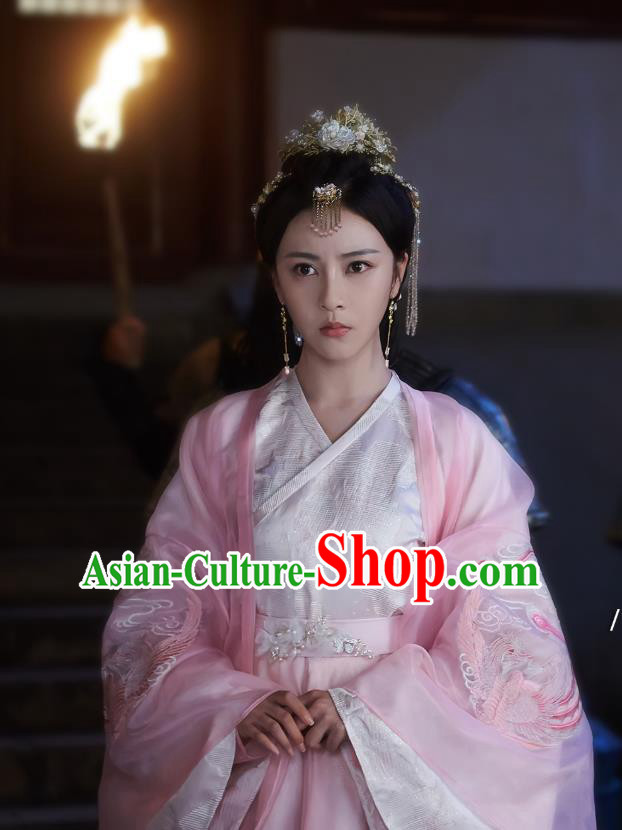 Chinese Ancient Princess Liu Li Dress Historical Drama Cinderella Chef Costume and Headpiece for Women