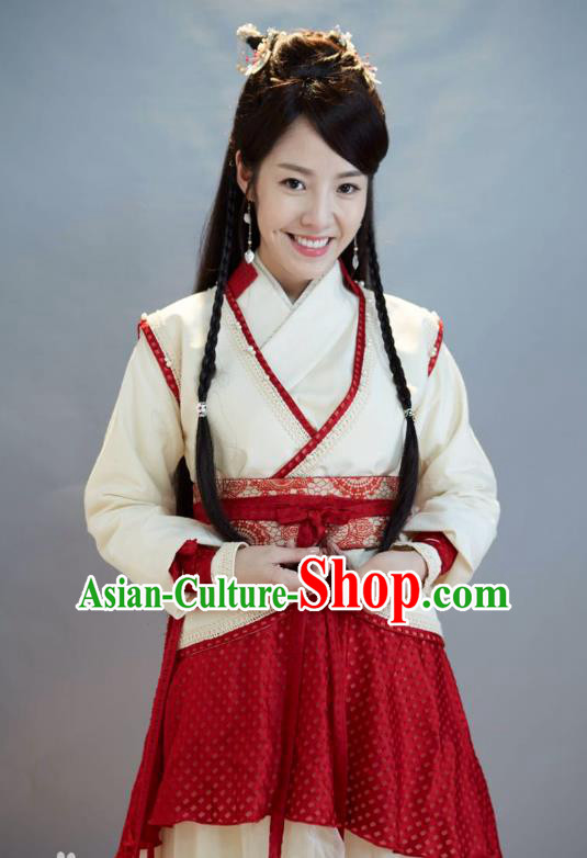 Chinese Ancient Slave Girl Sang Sang Dress Historical Drama Cinderella Chef Costume and Headpiece for Women