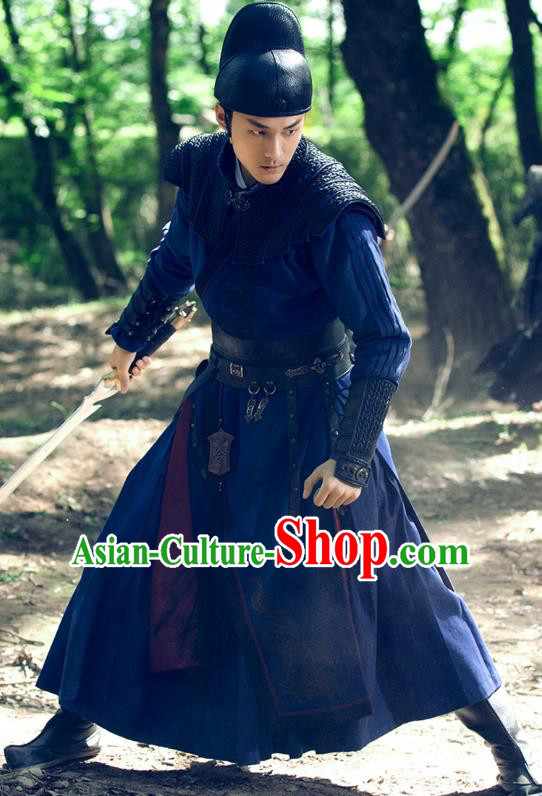 Drama An Oriental Odyssey Chinese Ancient Tang Dynasty Imperial Bodyguard Zhao Lanzhi Costume and Headpiece Complete Set