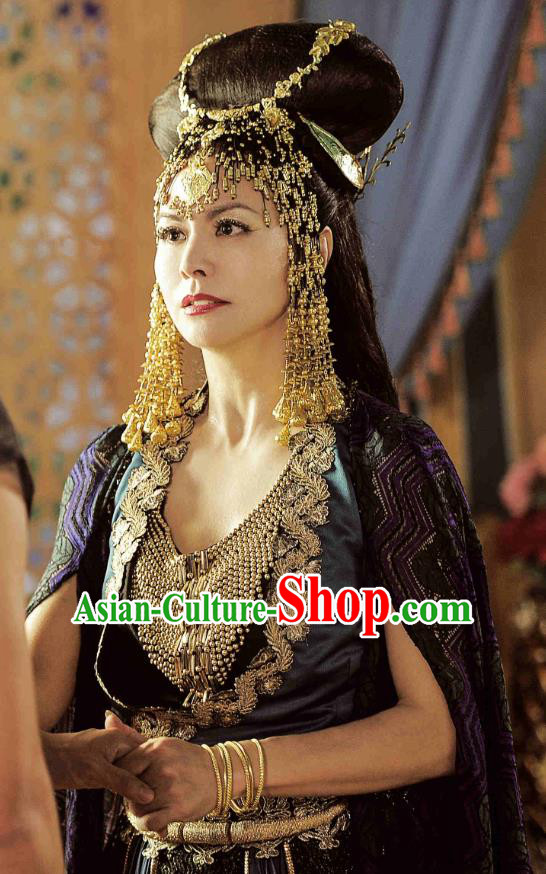 Chinese Ancient Tang Dynasty Imperial Consort Tuo Yue Dress Historical Drama An Oriental Odyssey Costume and Headpiece for Women
