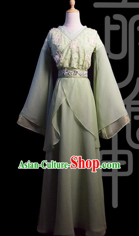 Chinese Ancient Noble Lady Ye Jinrong Green Dress Historical Drama Cinderella Chef Costume and Headpiece for Women