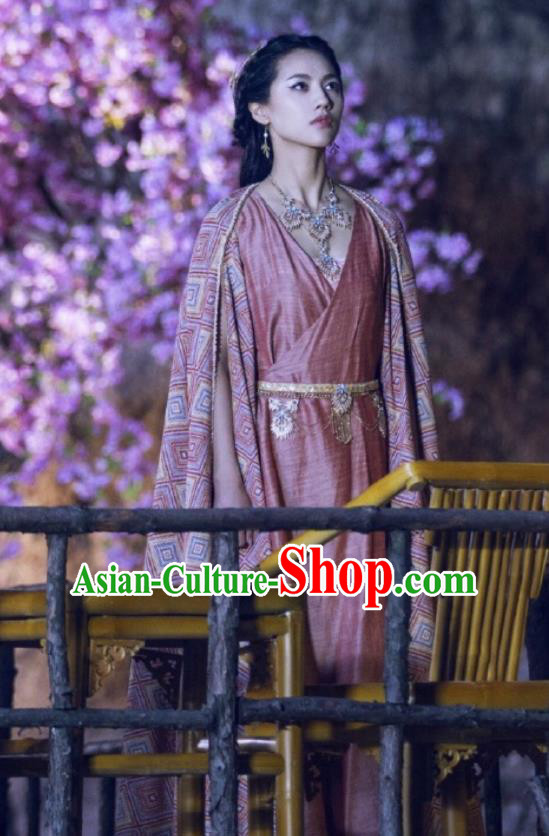 Chinese Ancient Tang Dynasty Infanta Ming Hui Dress Historical Drama An Oriental Odyssey Costume and Headpiece for Women