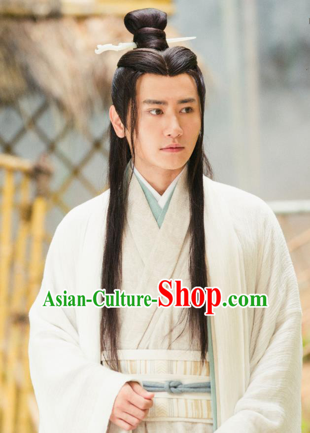 Drama Hero Dream Chinese Ancient Han Dynasty Counselor Zhang Liang Costume and Headpiece Complete Set