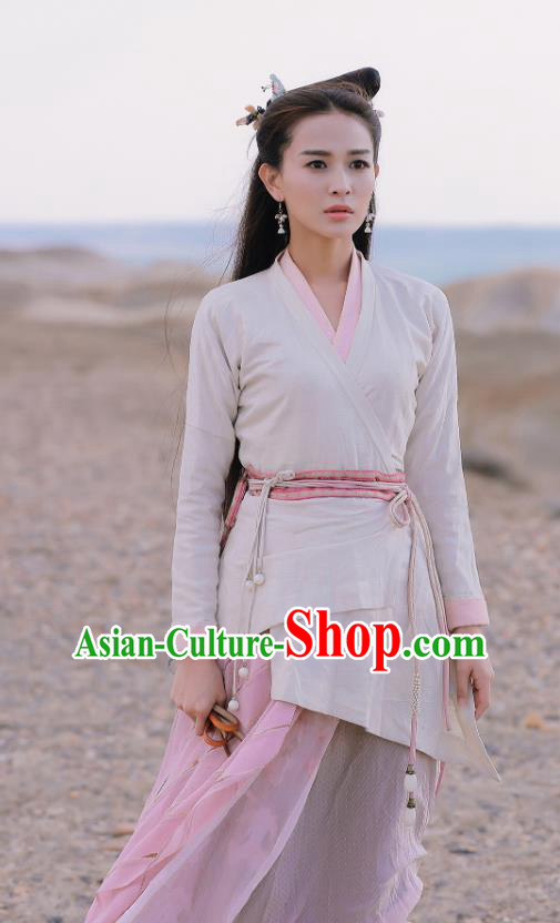 Chinese Ancient Han Dynasty Female Civilian Ji Jiang Dress Historical Drama Hero Dream Costume and Headpiece for Women