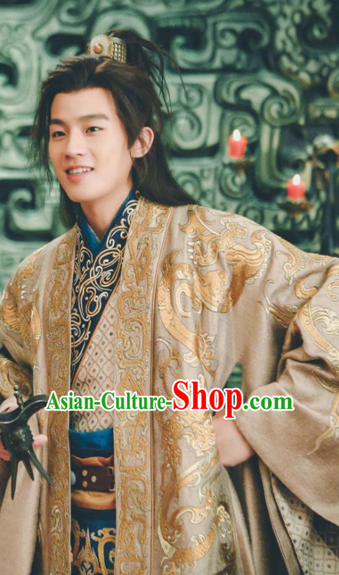 Drama Hero Dream Chinese Ancient Han Dynasty Minister Han Xin Costume and Headpiece Complete Set