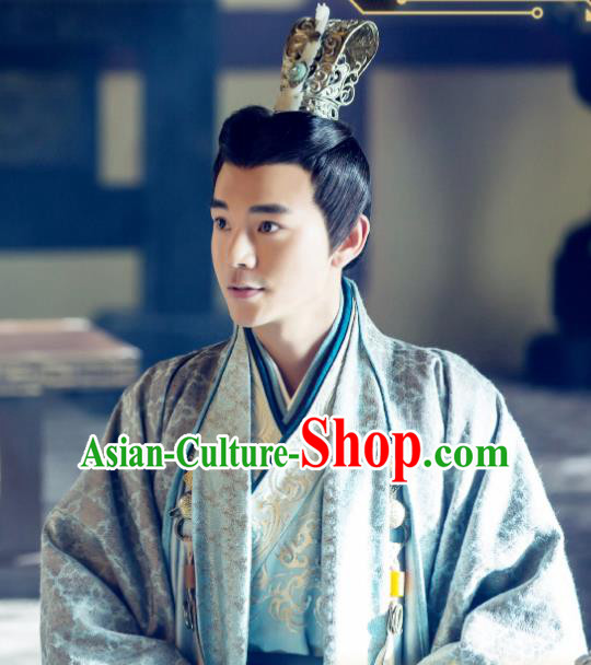 Drama Hero Dream Chinese Ancient Chu King Xiang Yu Costume and Headpiece Complete Set