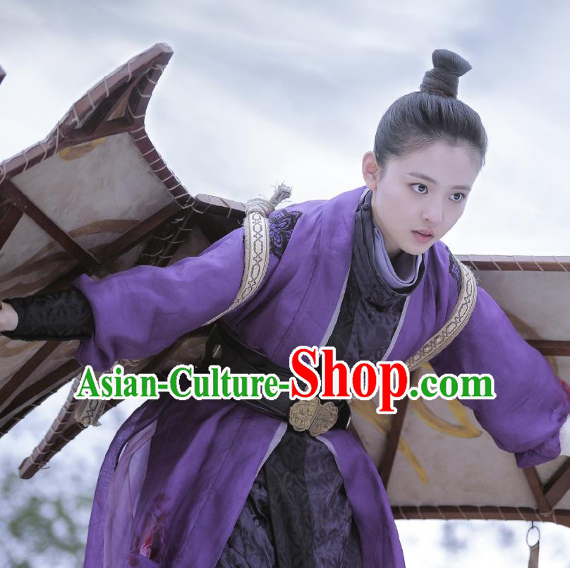 Chinese Ancient Tang Dynasty Swordswoman Ye Yuanan Dress Historical Drama An Oriental Odyssey Costume and Headpiece for Women