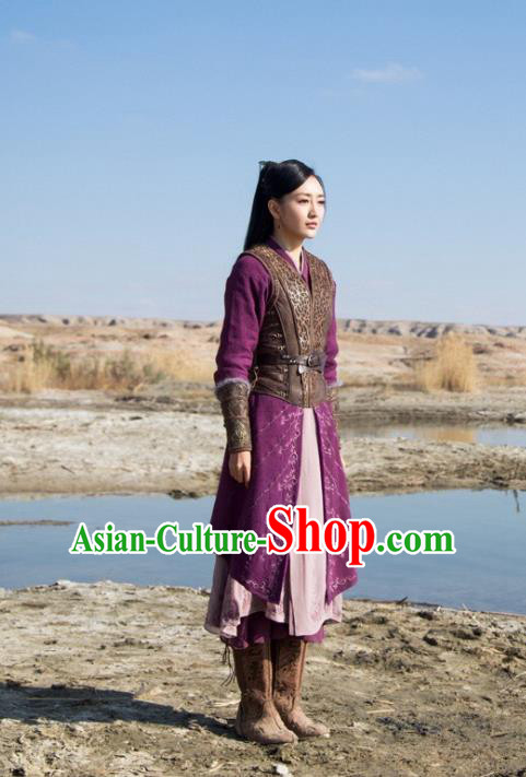 Chinese Ancient Fairy Swordsman Yu Wei Dress Historical Drama The Legend of Jade Sword Angel Costume and Headpiece for Women