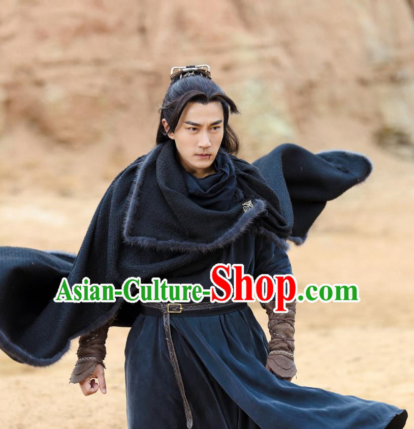 Drama The Legend of Jade Sword Chinese Ancient Hero Swordsman Ji Ning Hawick Lau Costume and Headpiece Complete Set