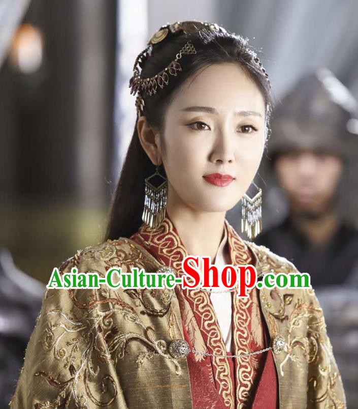 Chinese Ancient Royal Princess Xi Yue Dress Historical Drama The Legend of Jade Sword Costume and Headpiece for Women