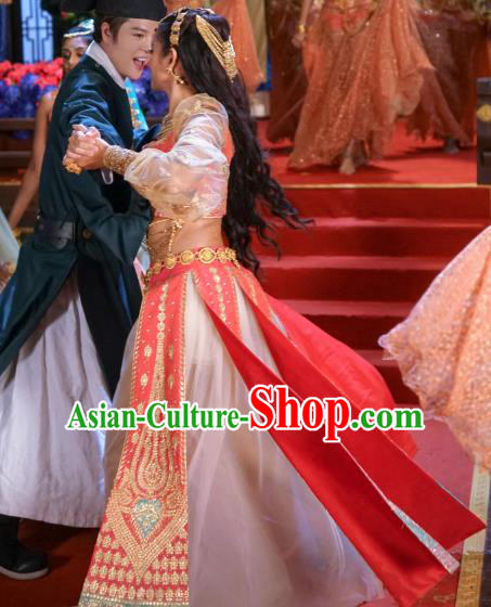 Chinese Ancient Ming Dynasty Dance Lady Dress Historical Drama The Dark Lord Costume and Headpiece for Women