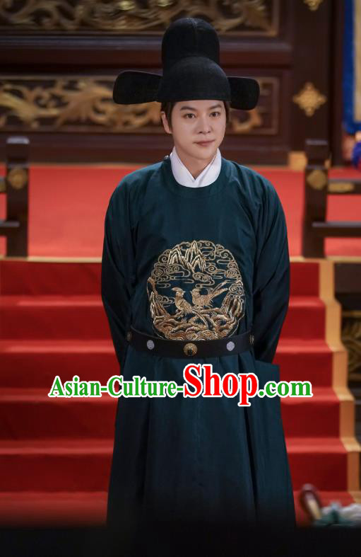 Drama The Dark Lord Chinese Ancient Ming Dynasty Official Ye Xiaotian Wedding Costume and Headpiece Complete Set