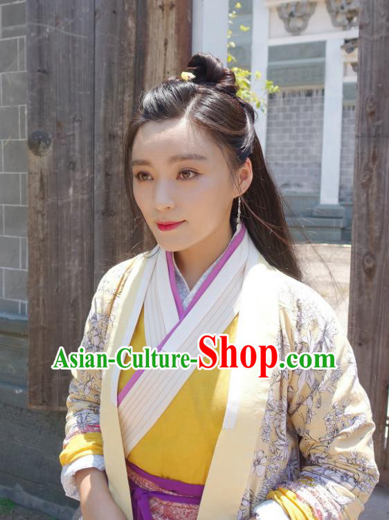 Chinese Ancient Ming Dynasty Civilian Lady Tao Tao Dress Historical Drama The Dark Lord Costume and Headpiece for Women