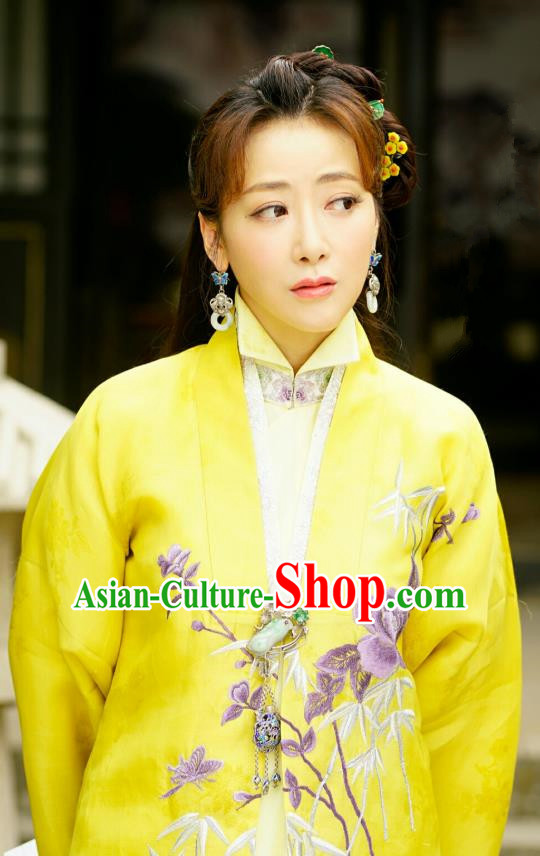 Chinese Ancient Ming Dynasty Noble Mistress Ya Dress Historical Drama The Dark Lord Duo Ni Costume and Headpiece for Women