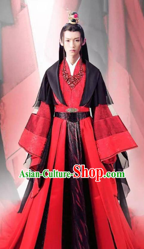 Drama Men with Sword Chinese Ancient Royal Prince Murong li Hanfu Costumes and Hair Accessories