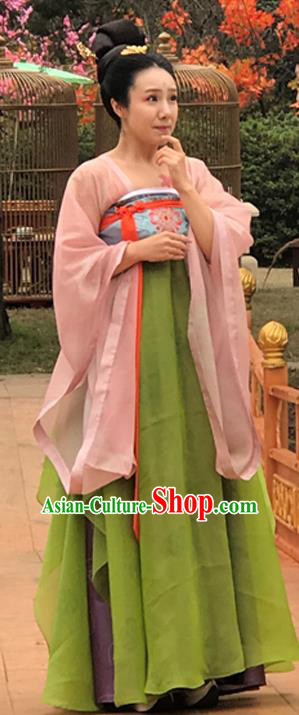 Chinese Ancient Tang Dynasty Court Hanfu Dress Historical Drama Mengfei Comes Across Imperial Consort Xian Costumes and Hair Comb