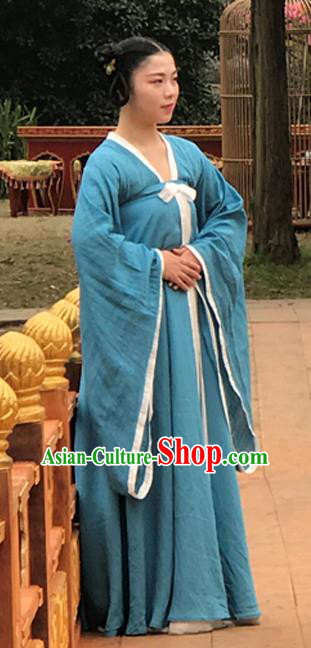 Chinese Ancient Court Maid Hanfu Dress Historical Drama Mengfei Comes Across Palace Lady Costumes and Hair Accessories