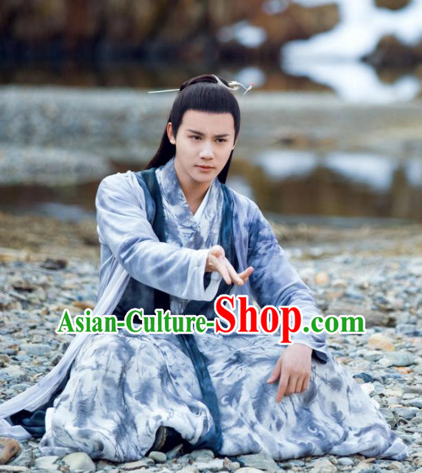 Chinese Ancient Musician of Li Hanfu Clothing and Hair Pin Drama Love of Thousand Years Fu Jiuyun Costumes