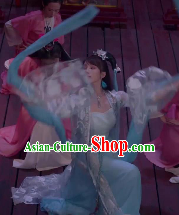 Chinese Ancient Noble Lady Tang Meng Dress Historical Drama Jueshi Qianjin Costume and Headpiece for Women