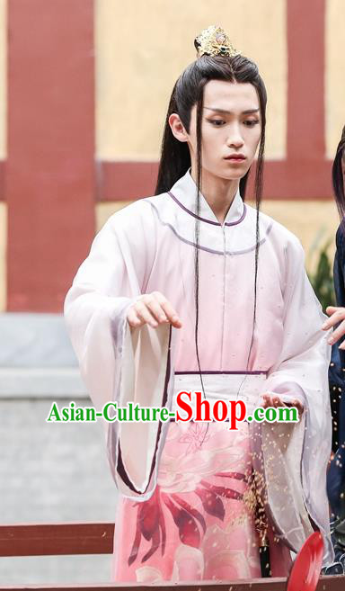 Drama Men with Sword Chinese Ancient Royal Prince Murong Li Costume and Headpiece Complete Set