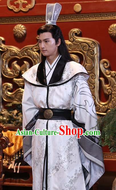 Drama Men with Sword Chinese Ancient King Jian Bin Costume and Headpiece Complete Set