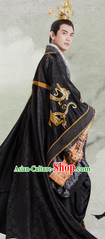 Chinese Ancient Emperor Imperial Robe and Jade Hairdo Crown Drama Tang Dynasty Tour Li Shimin Costumes
