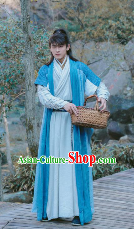 Chinese Ancient Swordsman Blue Clothing Drama Tang Dynasty Tour Yun Ye Costumes