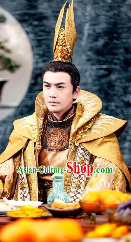 Chinese Ancient Emperor Golden Clothing and Headwear Drama Tang Dynasty Tour Tai Emperor Li Shimin Costumes